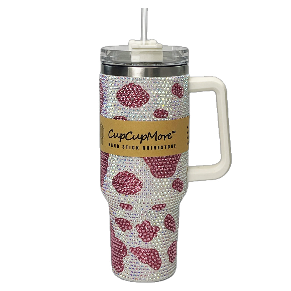 Light Pink Cow Bling 40oz Tumbler