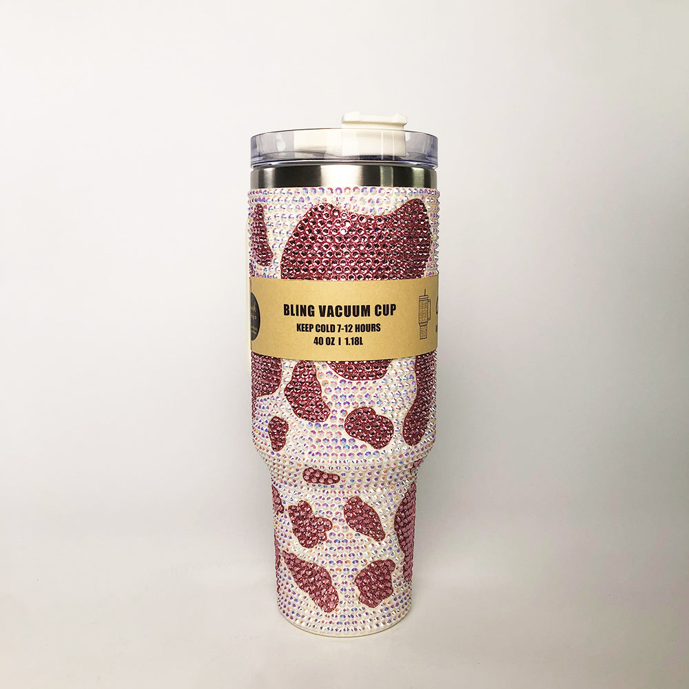 Light Pink Cow Bling 40oz Tumbler