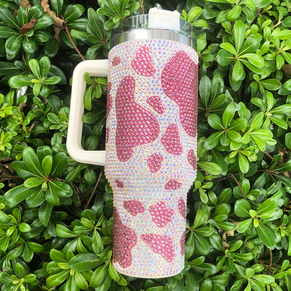 Light Pink Cow Bling 40oz Tumbler