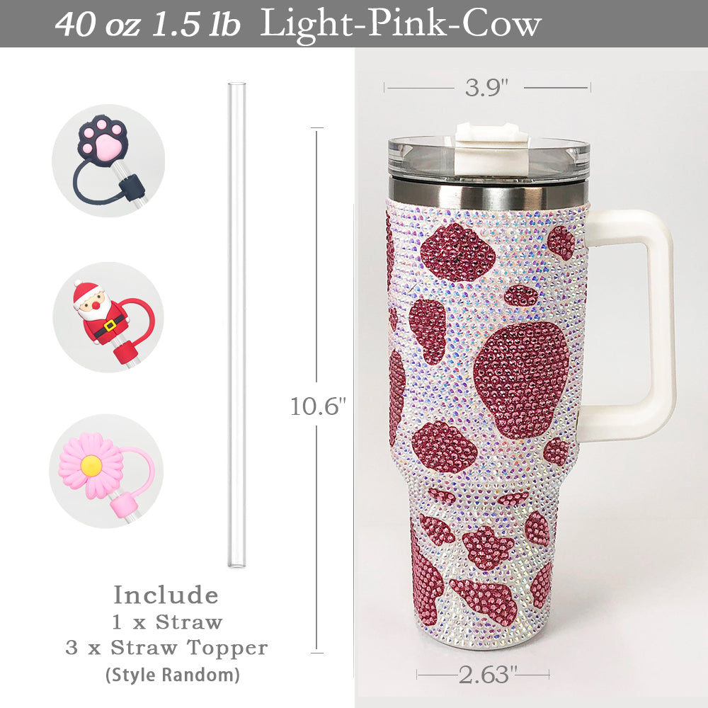 Light Pink Cow Bling 40oz Tumbler