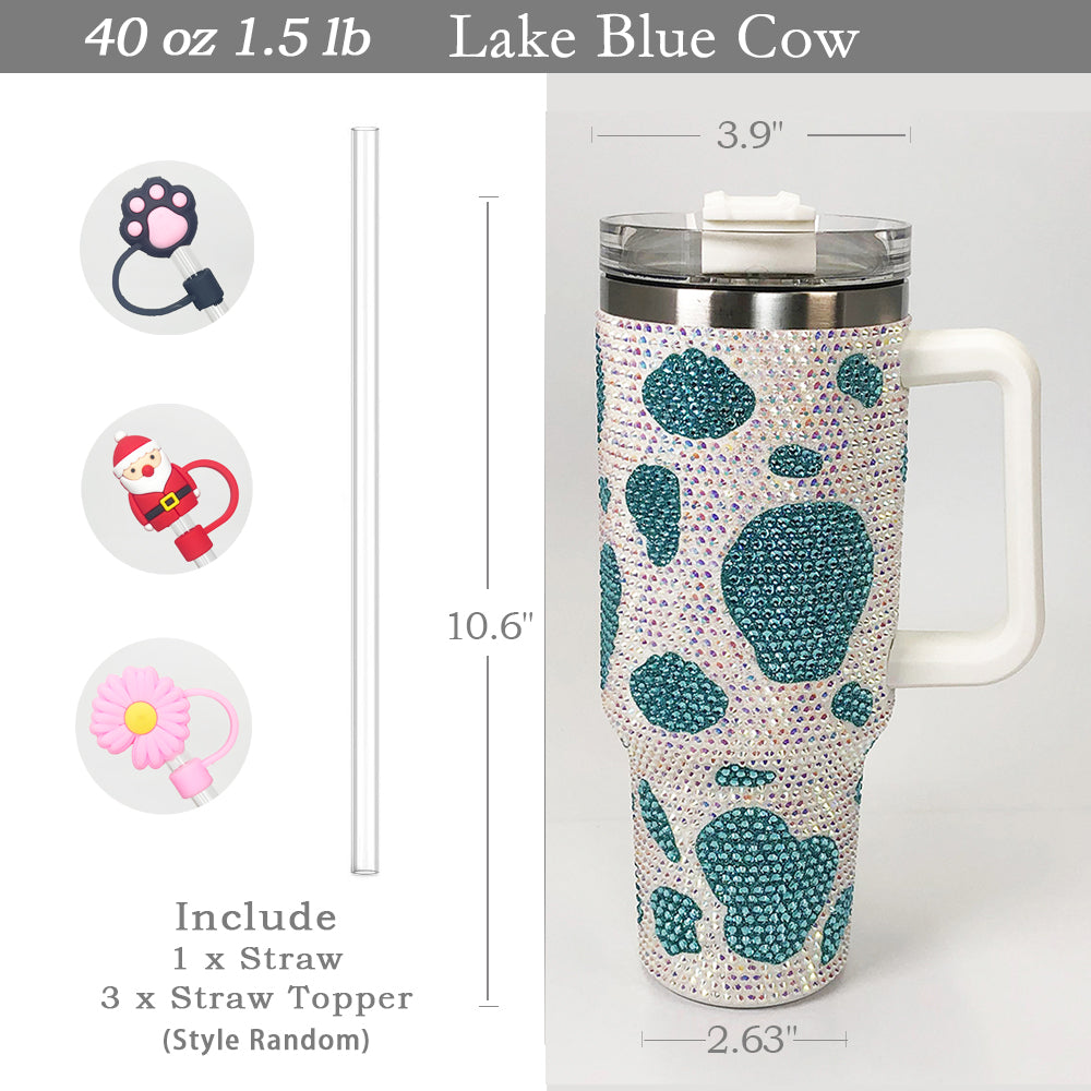 Lake Blue Cow Bling 40oz Tumbler