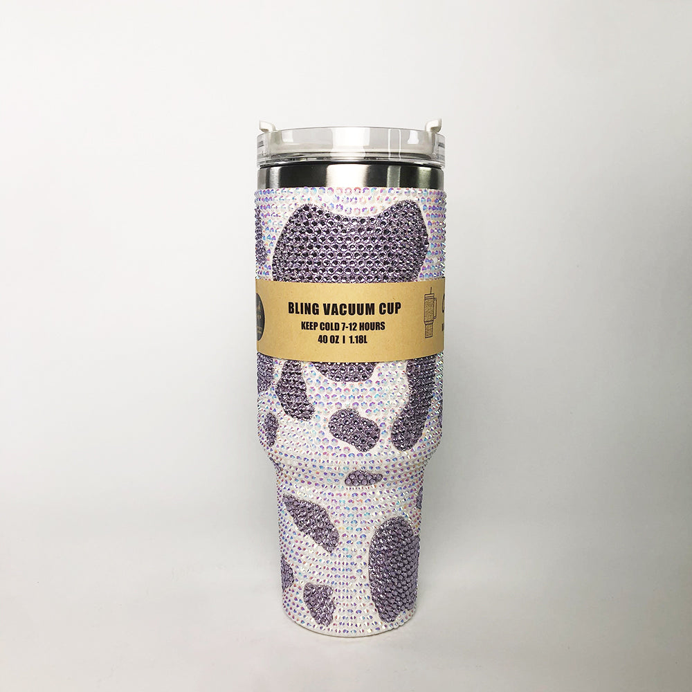 Light Purple Cow Bling 40oz Tumbler