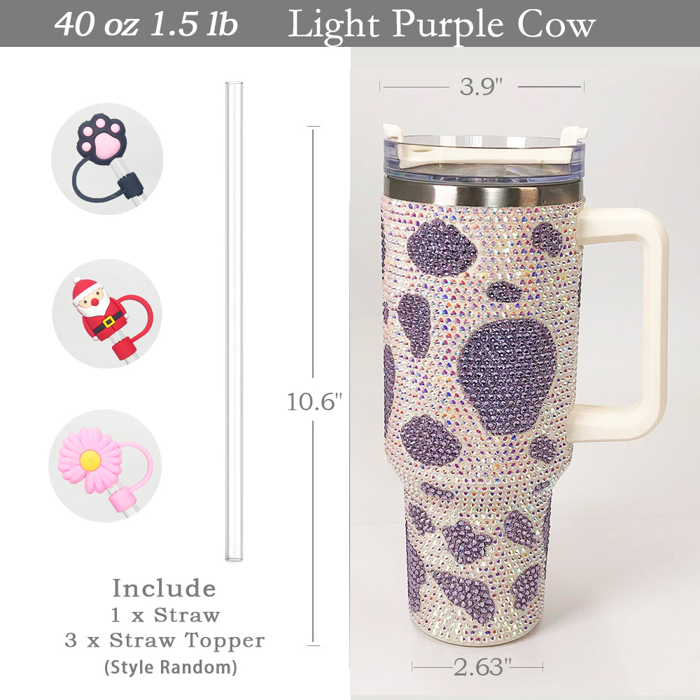 Light Purple Cow Bling 40oz Tumbler