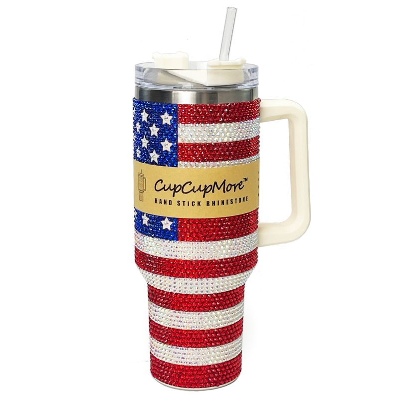 40 oz US-Flag Bling Tumbler