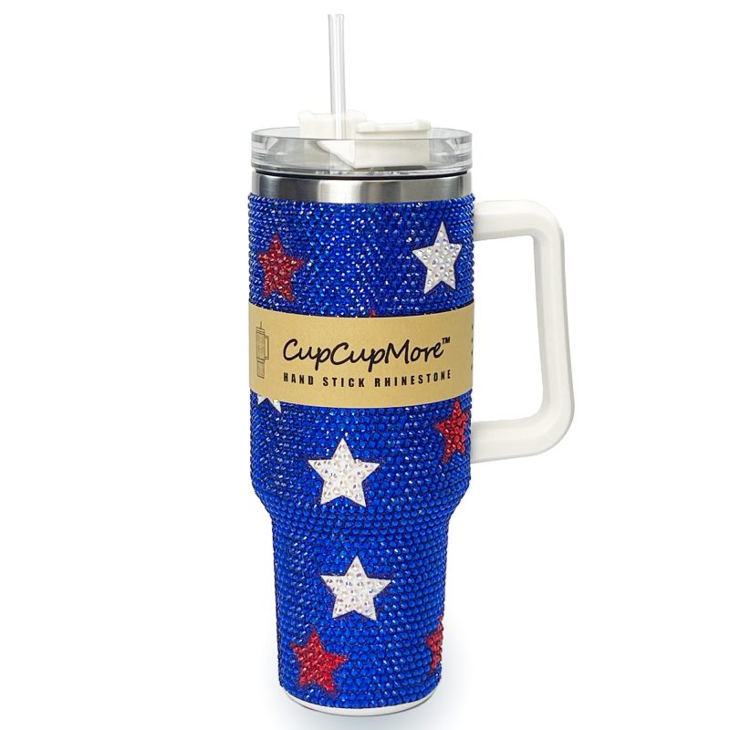 40 oz Blue Star Bling Tumbler