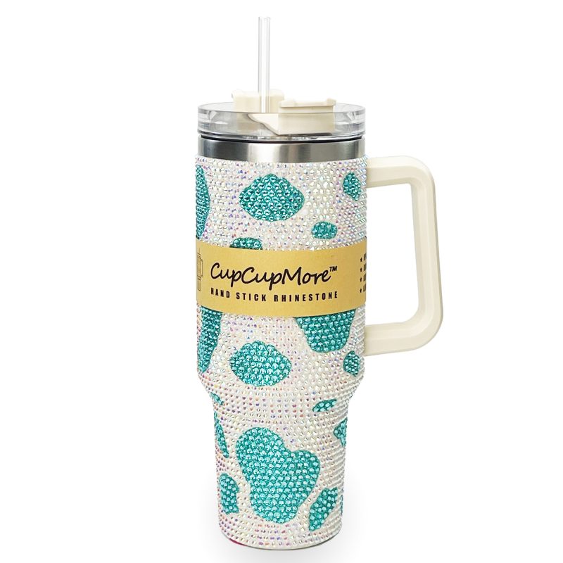 40 oz Blue Cow Bling Tumbler