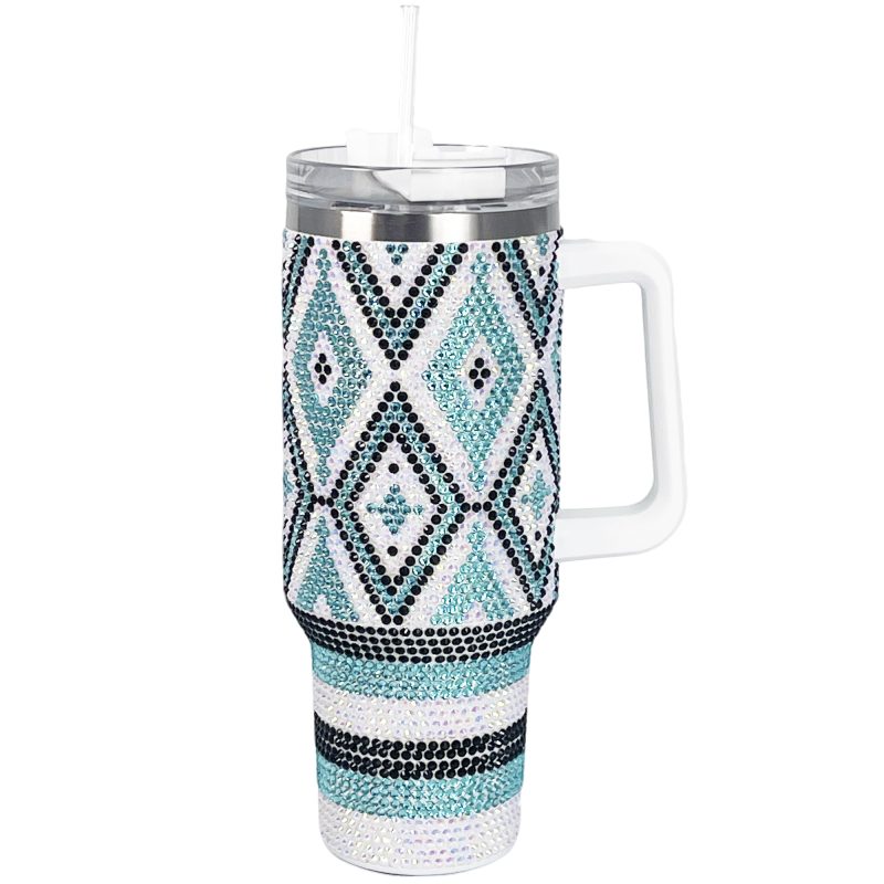 40 oz Blue Diamond Bling Tumbler