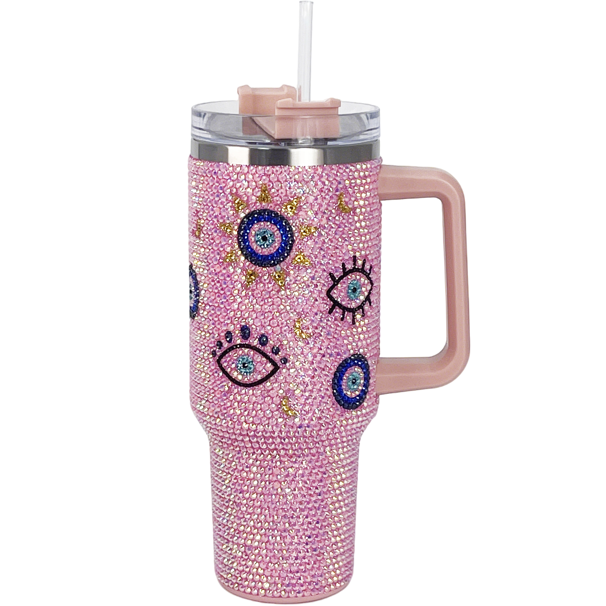 40 oz Pink Evil Eye Bling Tumbler