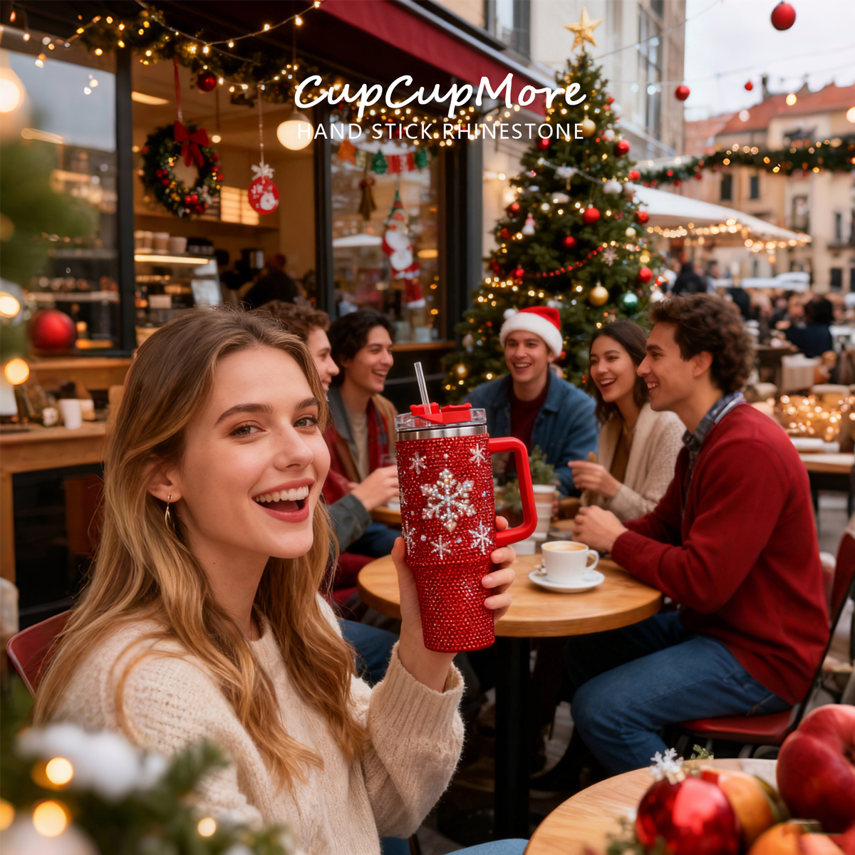 40 oz Christmas Red Bling Tumbler - Image 6