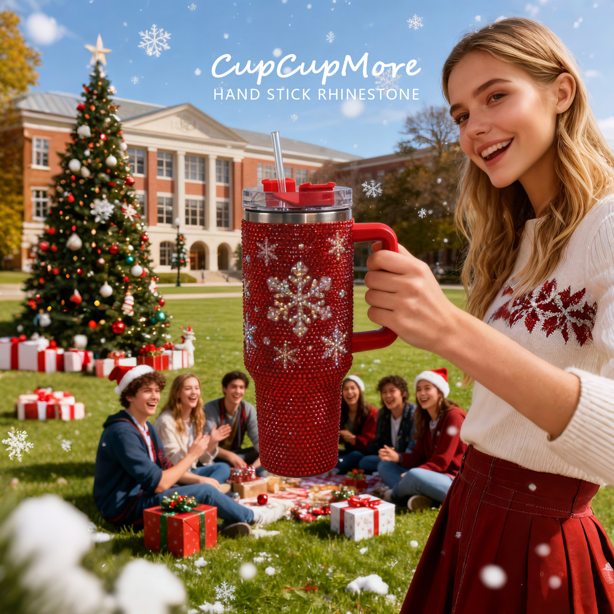 40 oz Christmas Red Bling Tumbler - Image 8