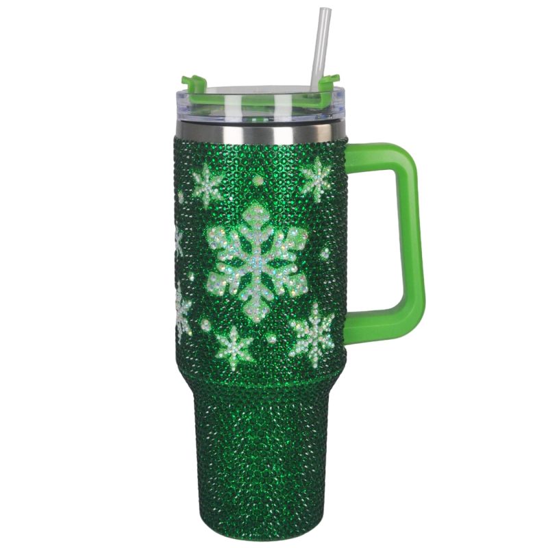 40 oz Christmas Green Bling Tumbler