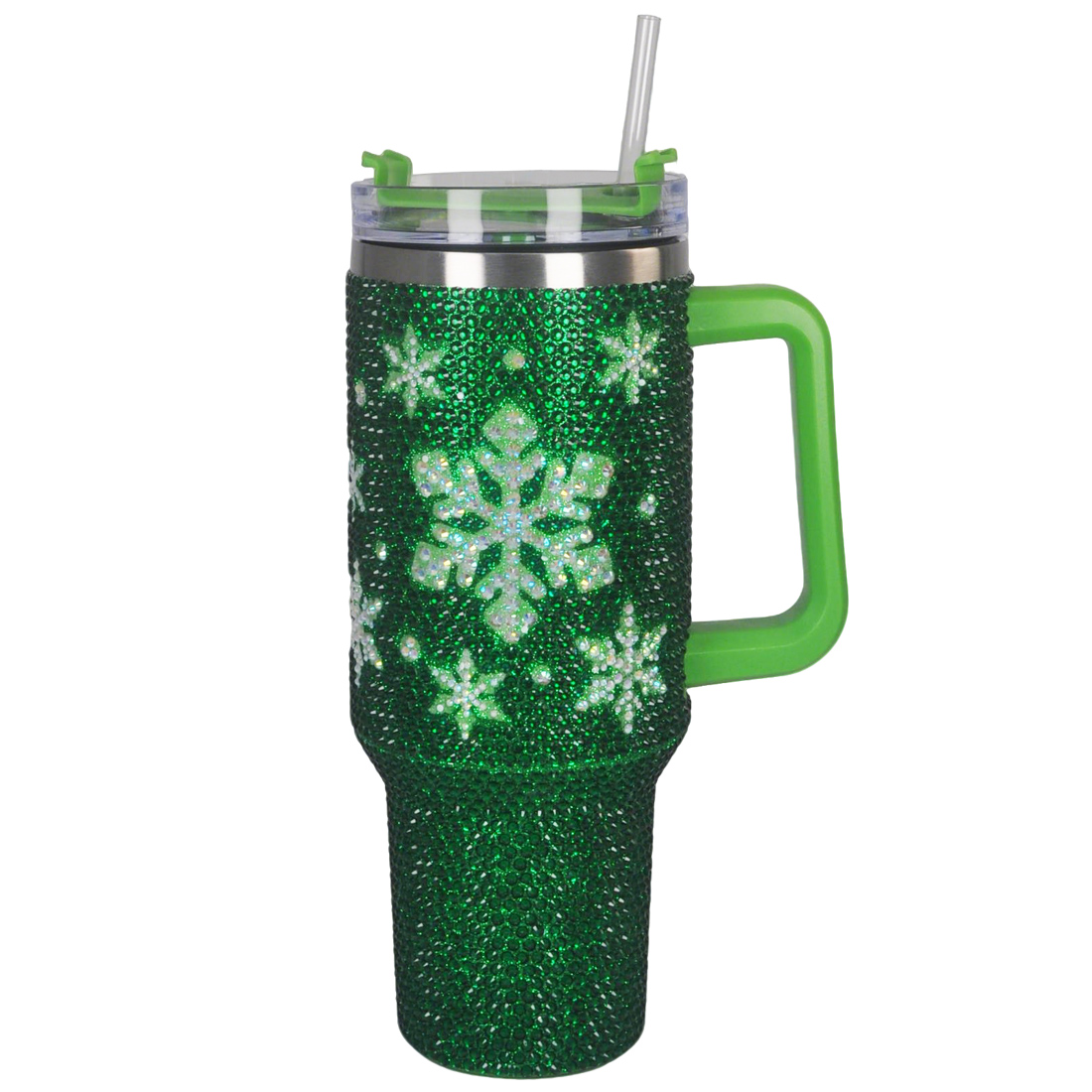 40 oz Christmas Green Bling Tumbler