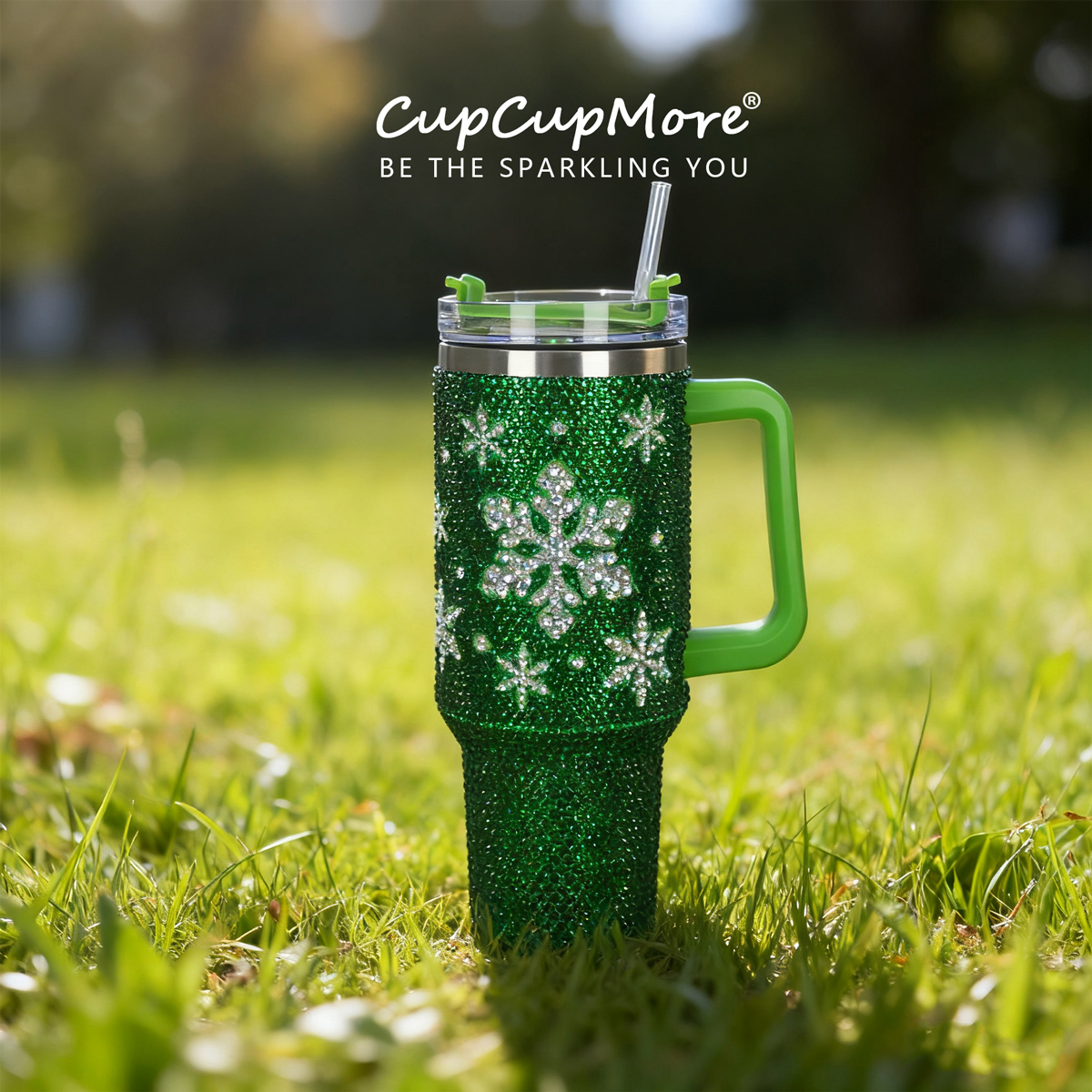 40 oz Christmas Green Bling Tumbler - Image 5