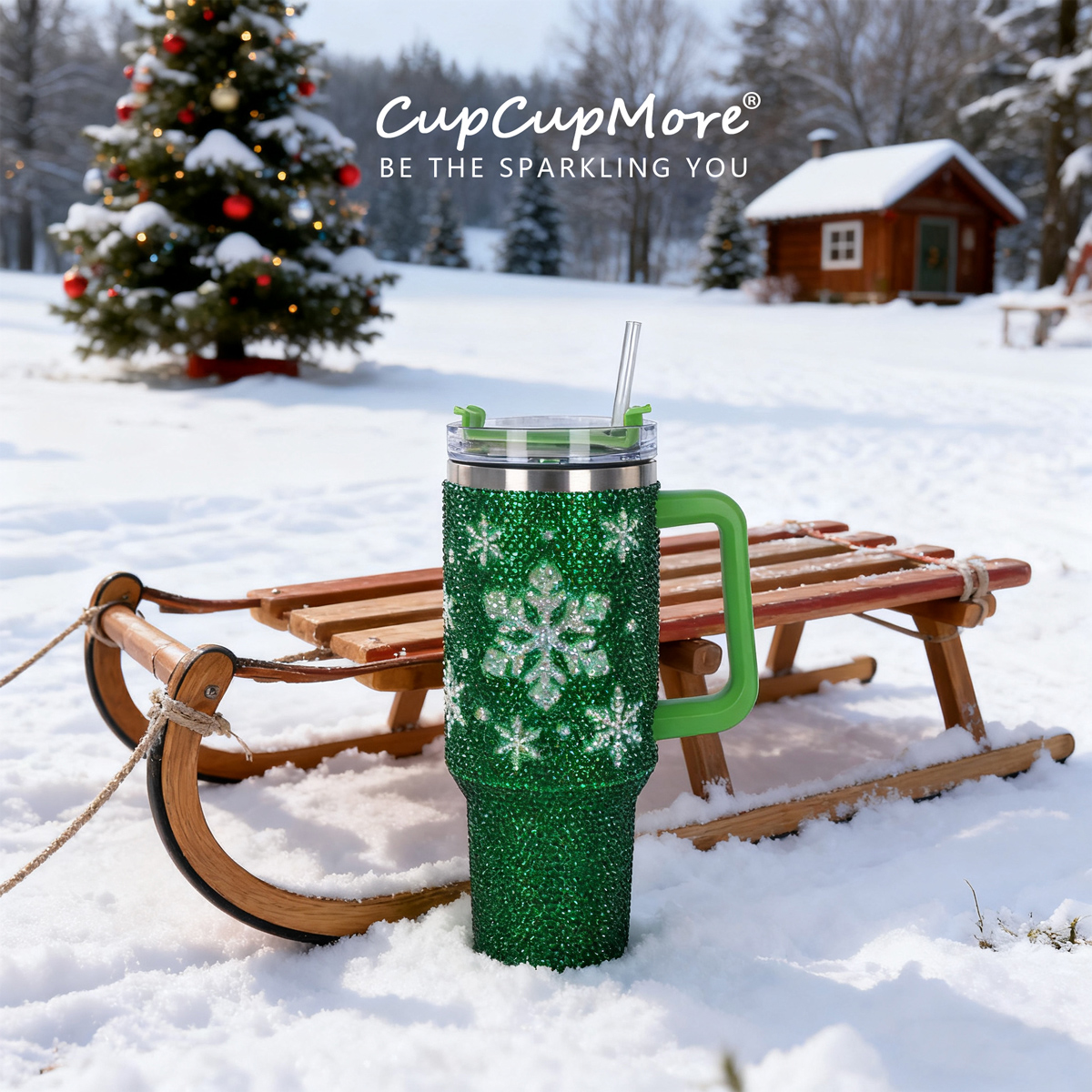 40 oz Christmas Green Bling Tumbler - Image 7