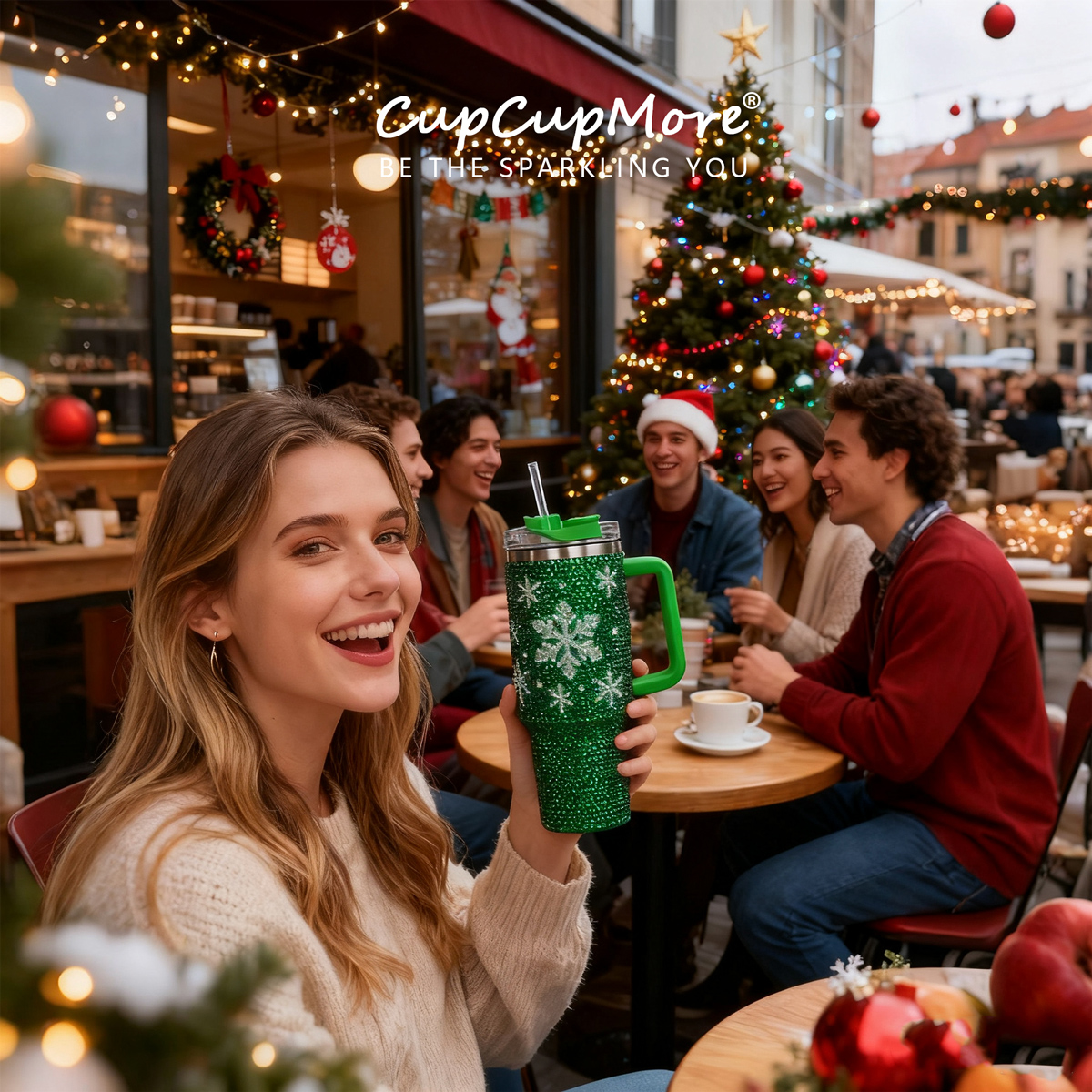 40 oz Christmas Green Bling Tumbler - Image 6