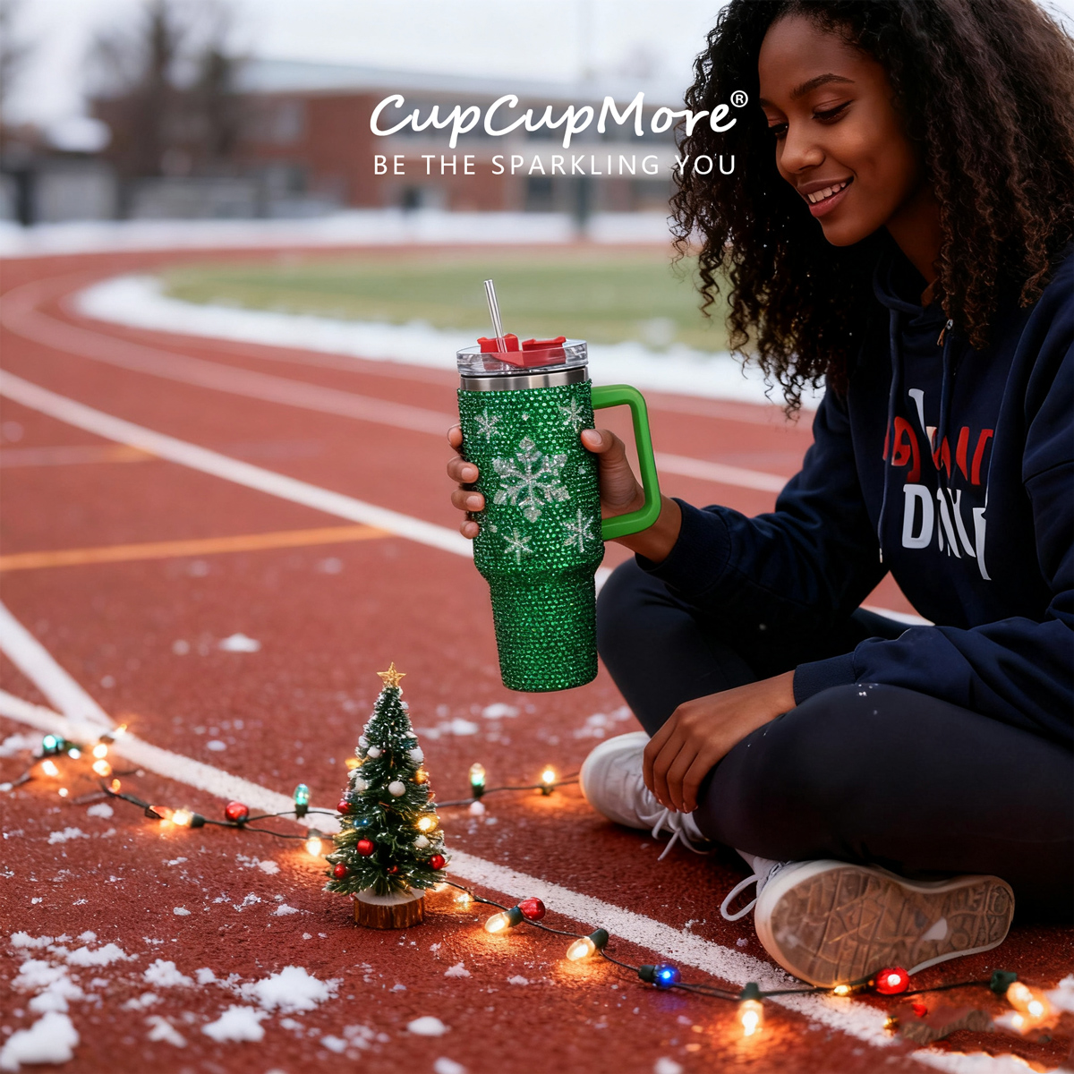 40 oz Christmas Green Bling Tumbler - Image 2