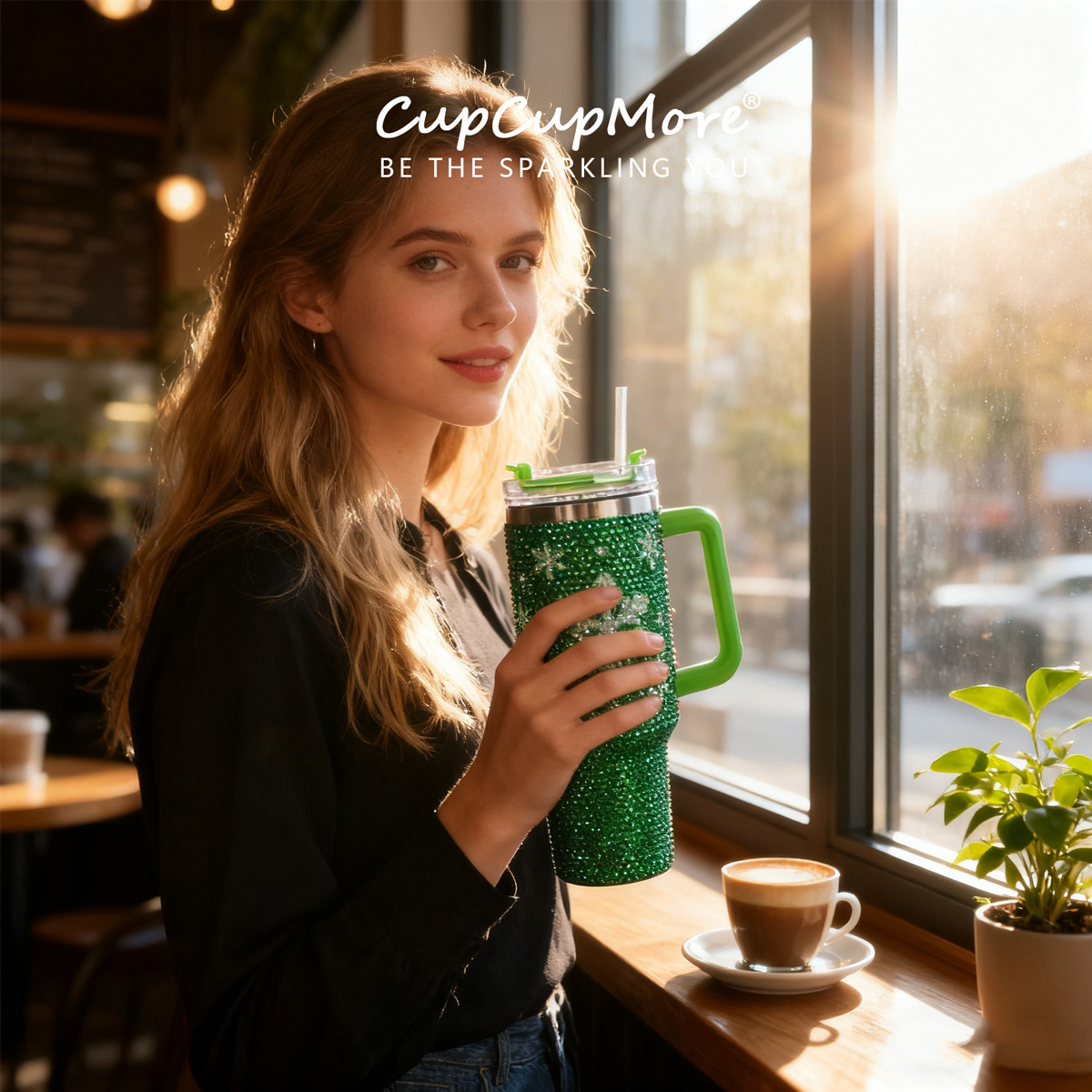 40 oz Christmas Green Bling Tumbler - Image 9