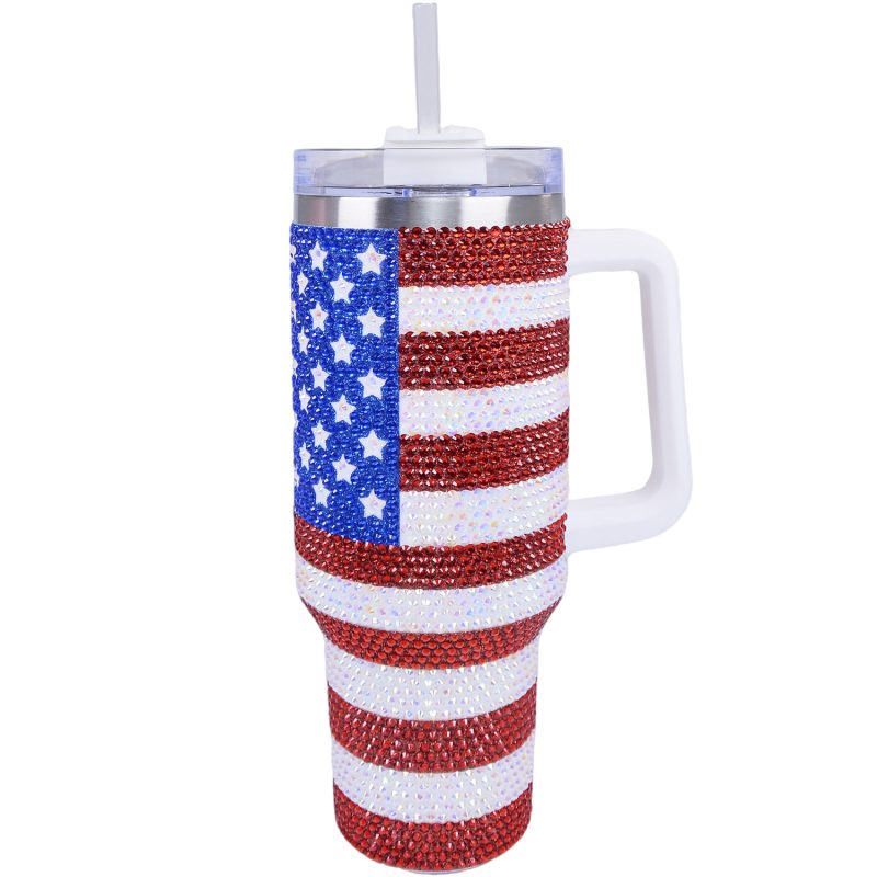 40 oz US-Flag Bling Tumbler