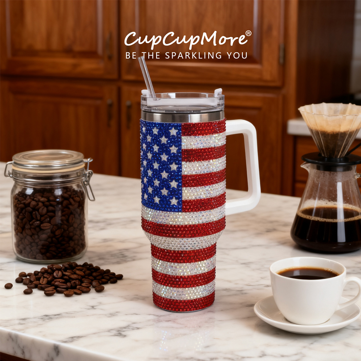 40 oz US-Flag Bling Tumbler - Image 7