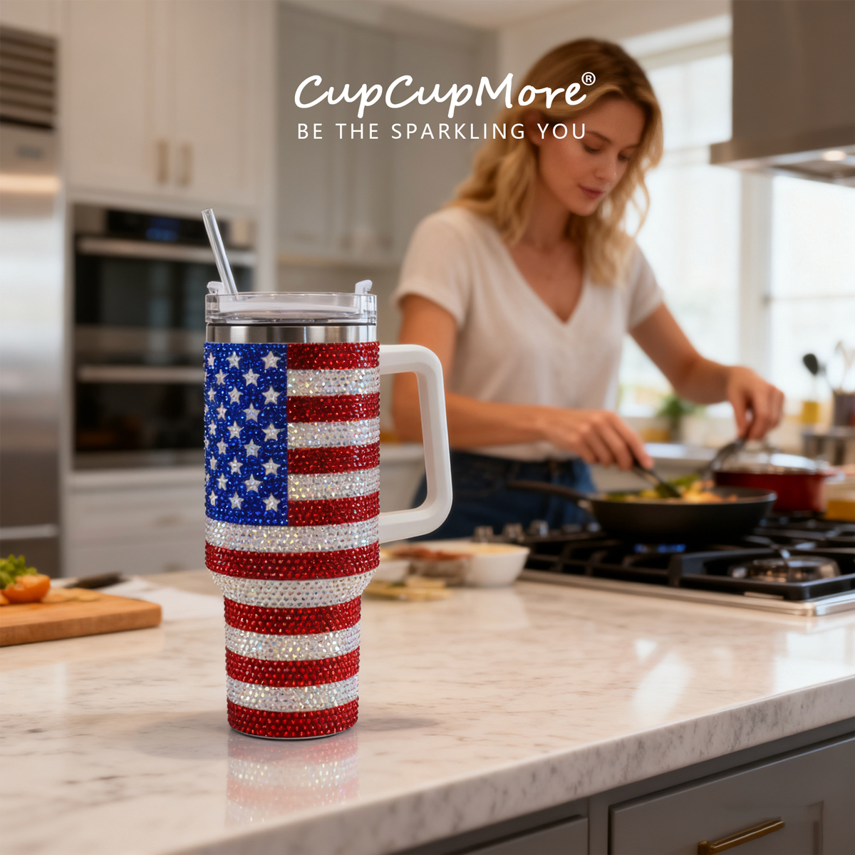 40 oz US-Flag Bling Tumbler - Image 6