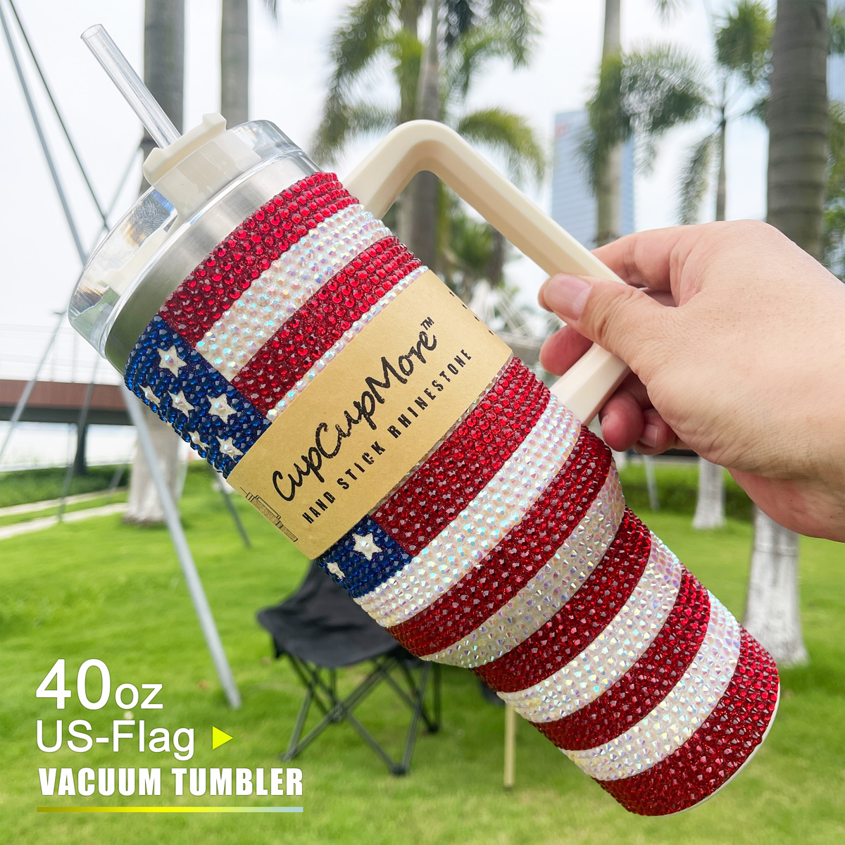 40 oz US-Flag Bling Tumbler - Image 5