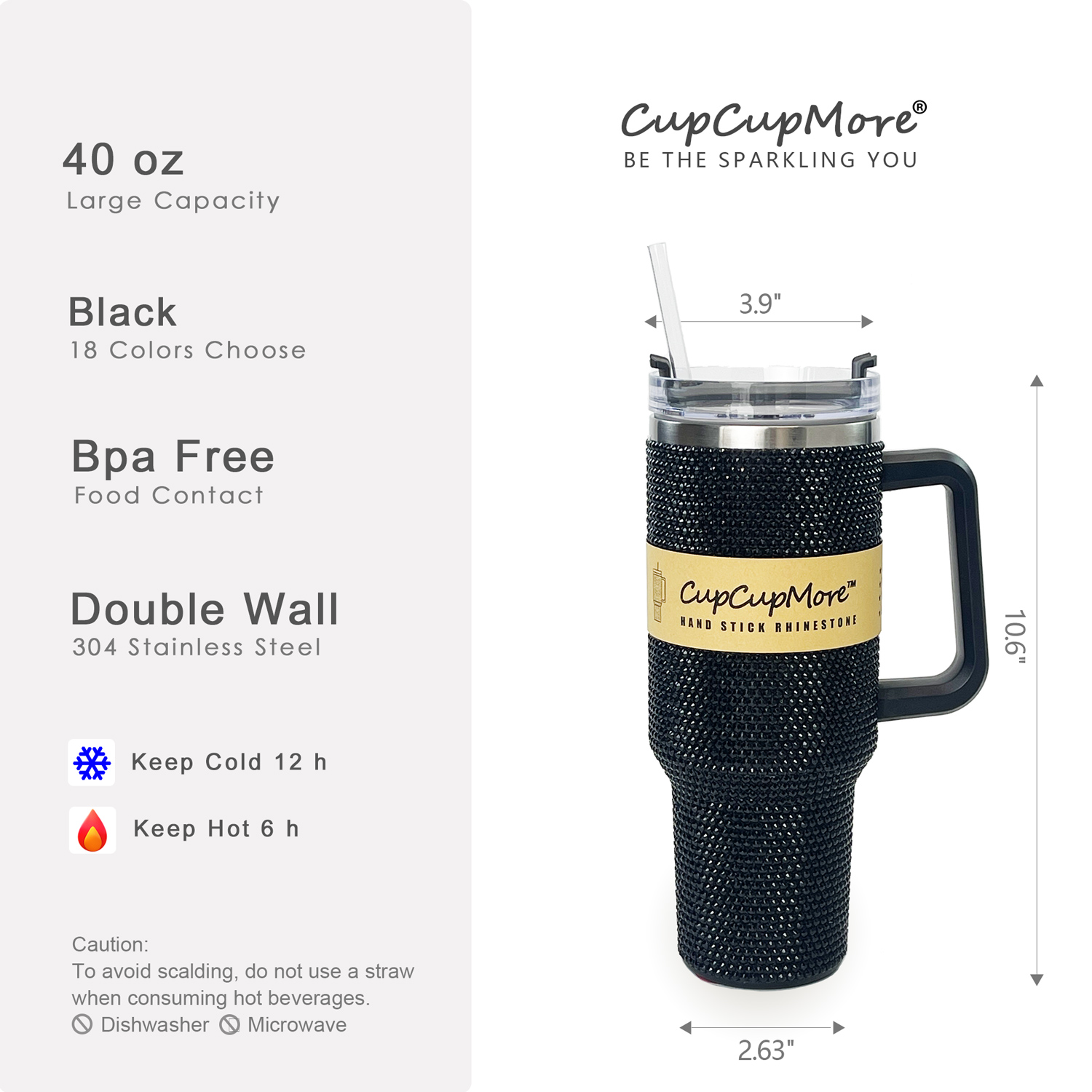 40 oz Black Bling Tumbler - Image 6