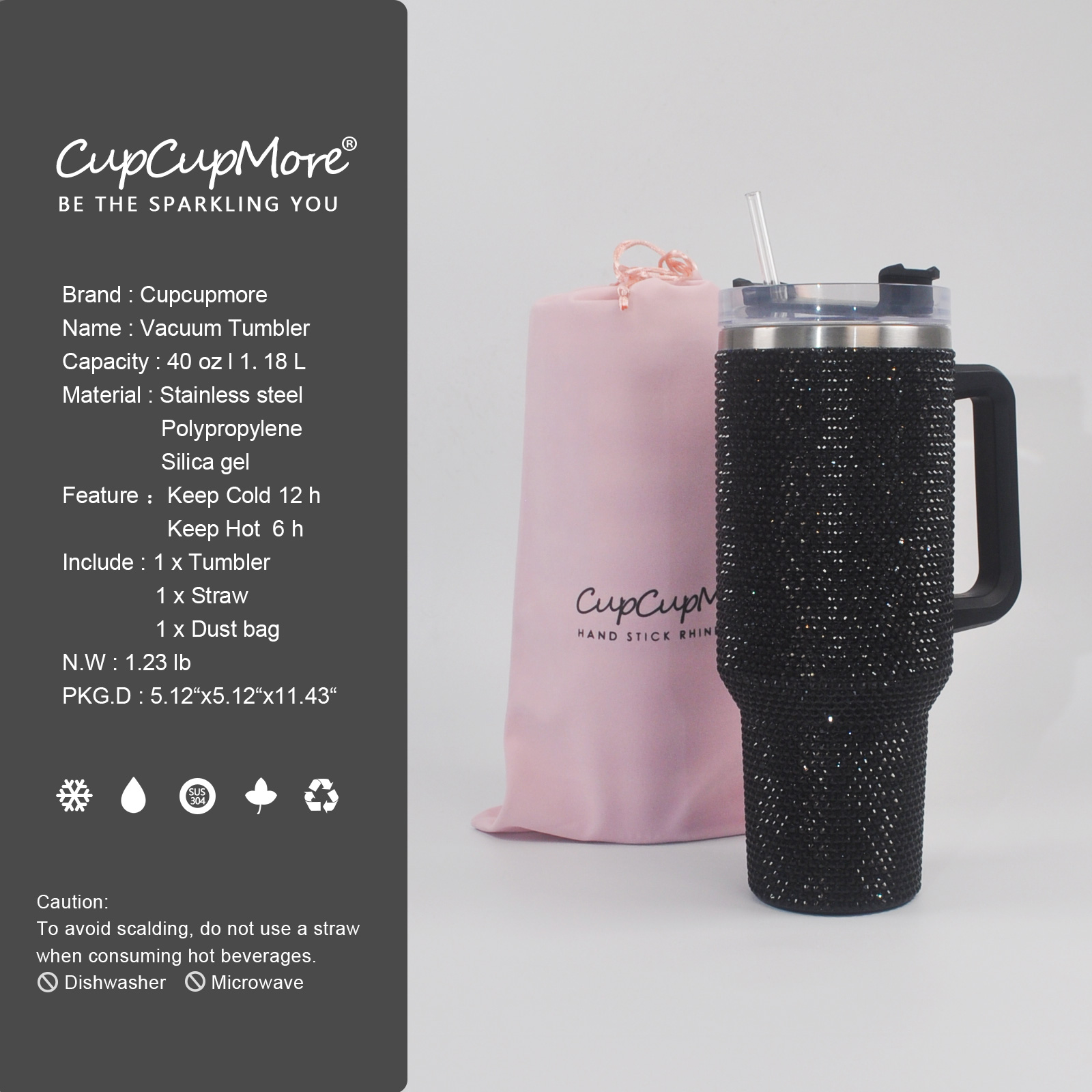 40 oz Black Bling Tumbler - Image 5