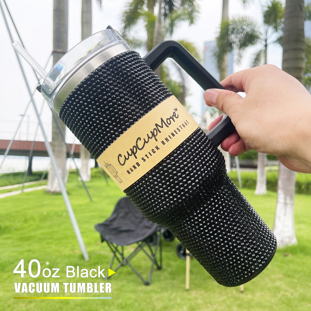 40 oz Black Bling Tumbler - Image 4