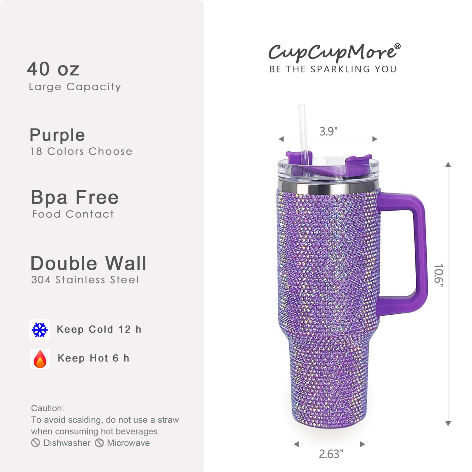 40 oz Purple Bling Tumbler - Image 3