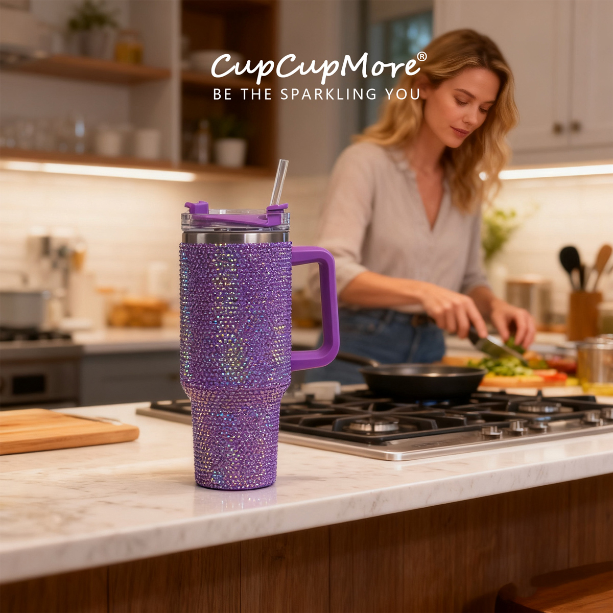 40 oz Purple Bling Tumbler - Image 8