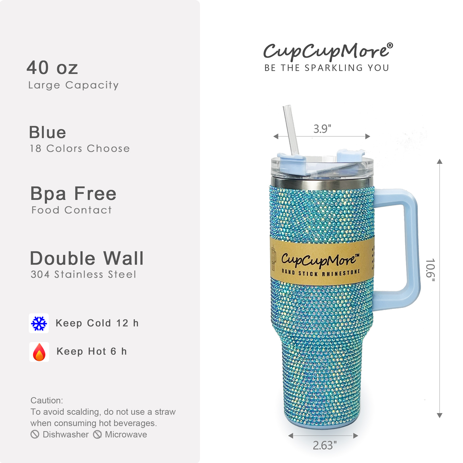40 oz Blue Bling Tumbler - Image 3