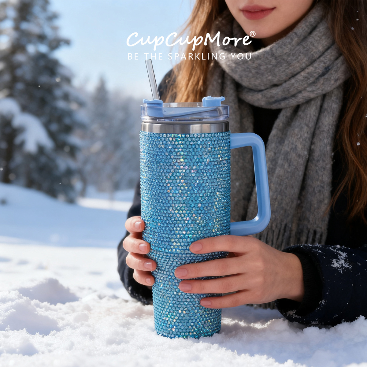 40 oz Blue Bling Tumbler - Image 2