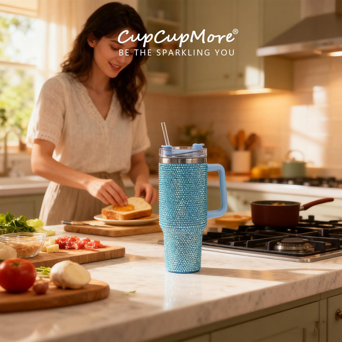 40 oz Blue Bling Tumbler - Image 6