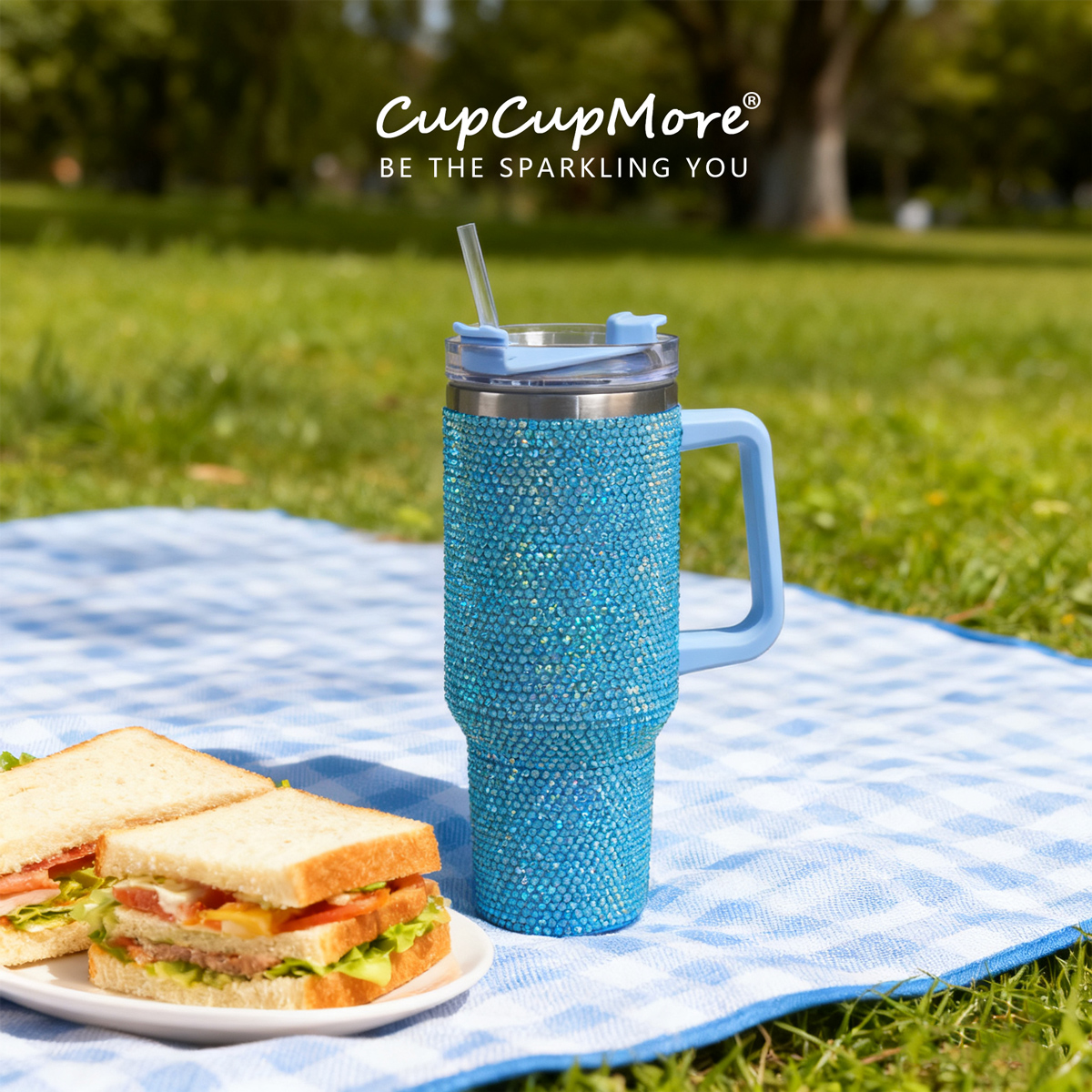 40 oz Blue Bling Tumbler - Image 9