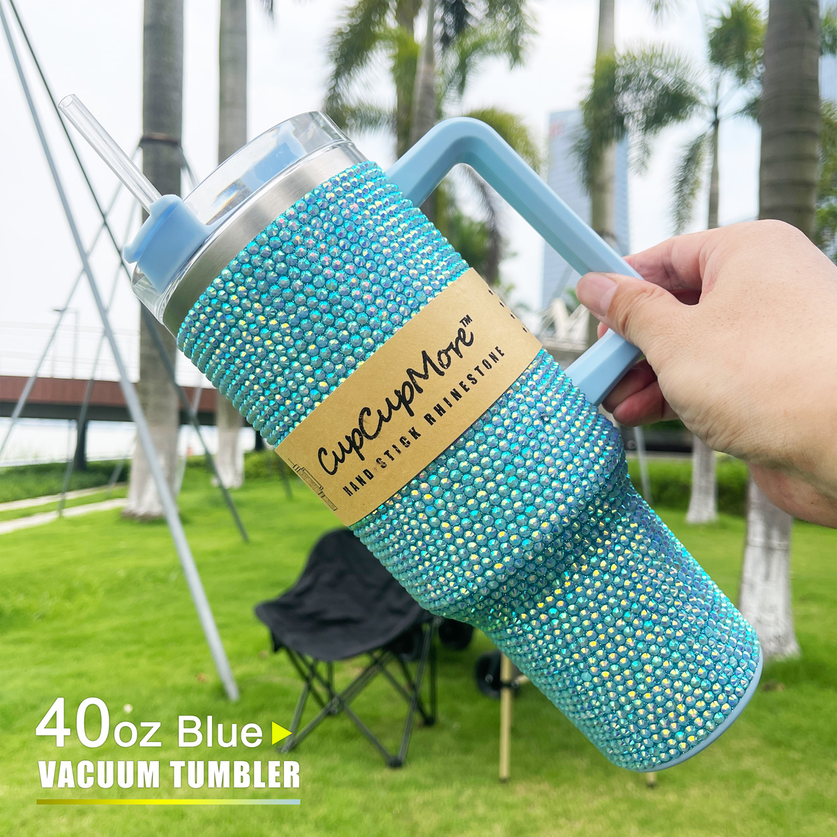 40 oz Blue Bling Tumbler - Image 5