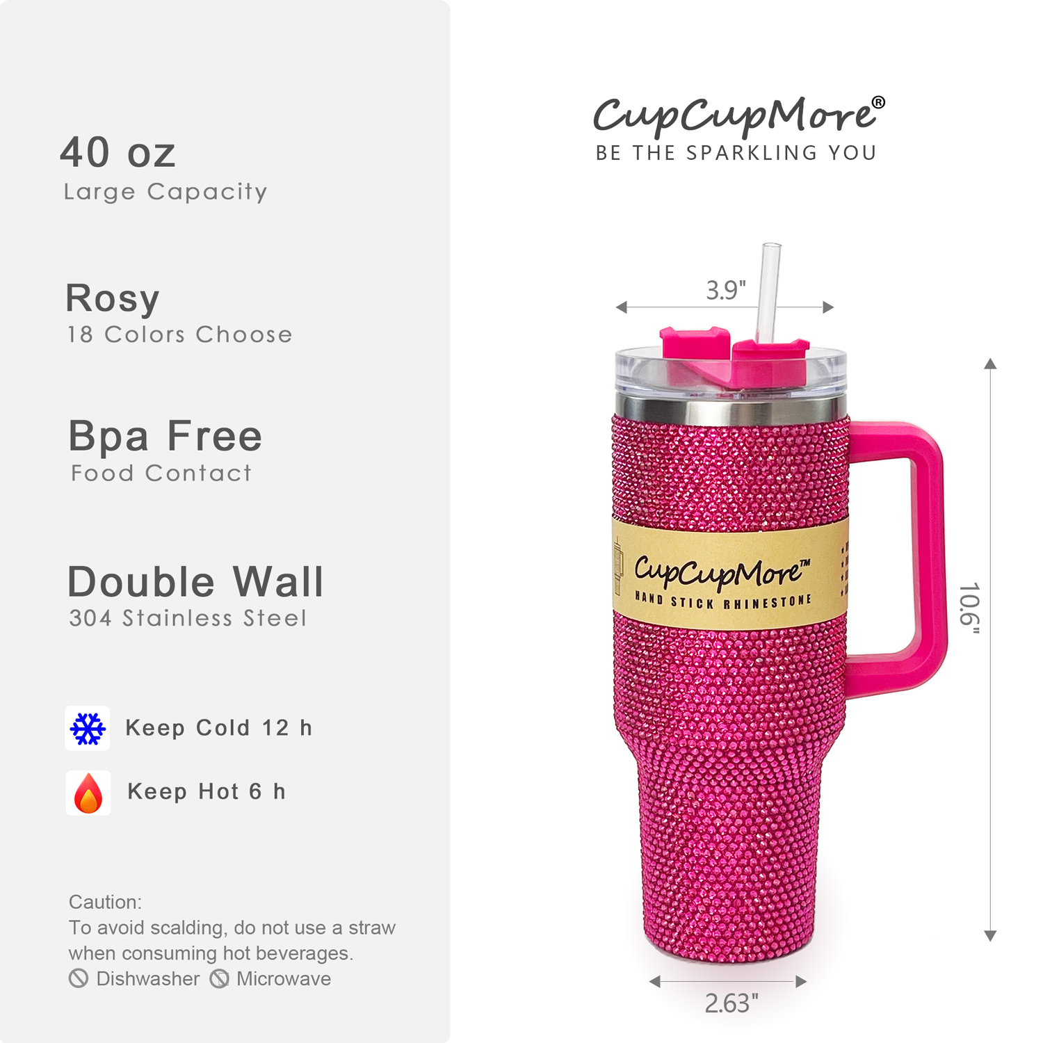 40 oz Rosy Bling Tumbler - Image 3