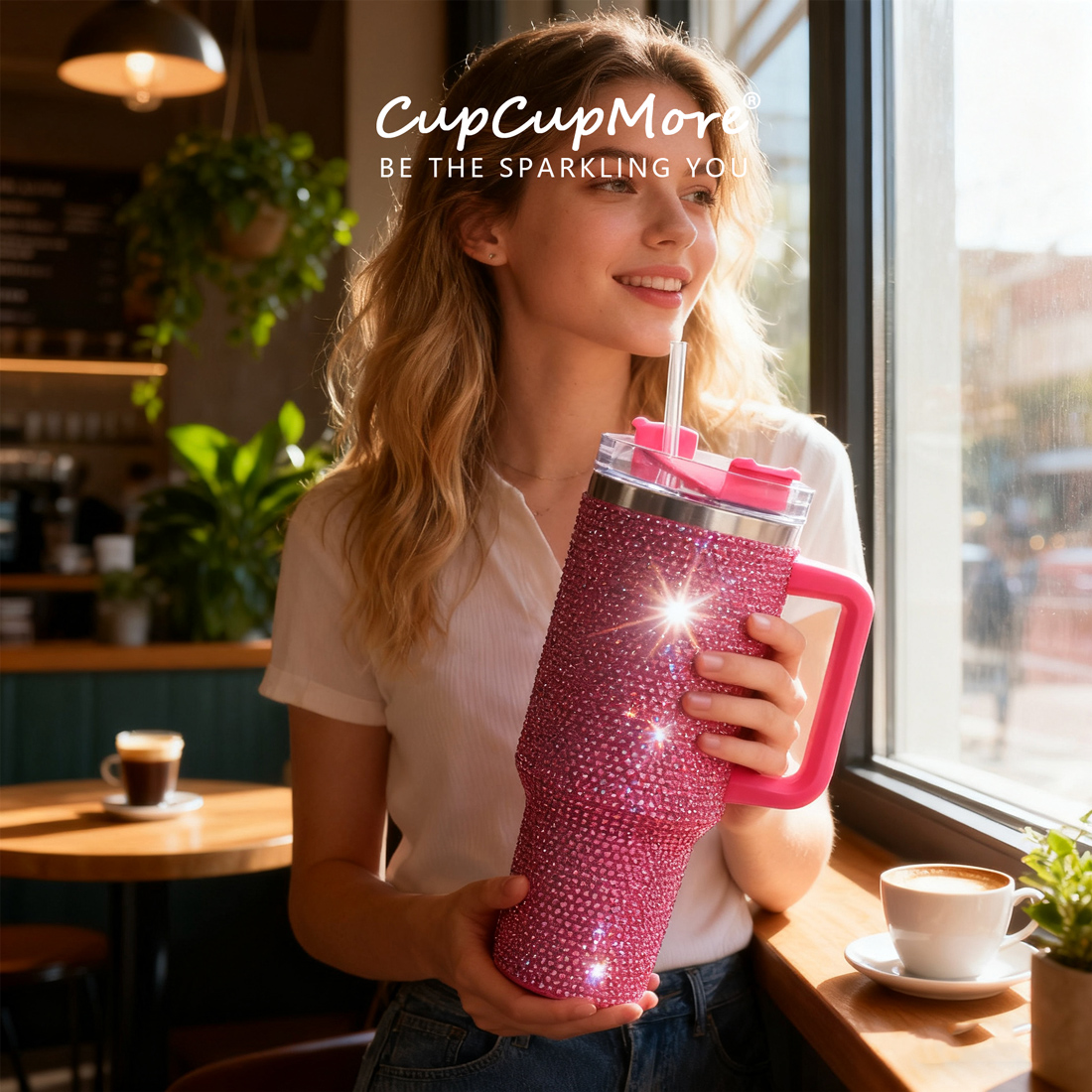 40 oz Rosy Bling Tumbler - Image 8