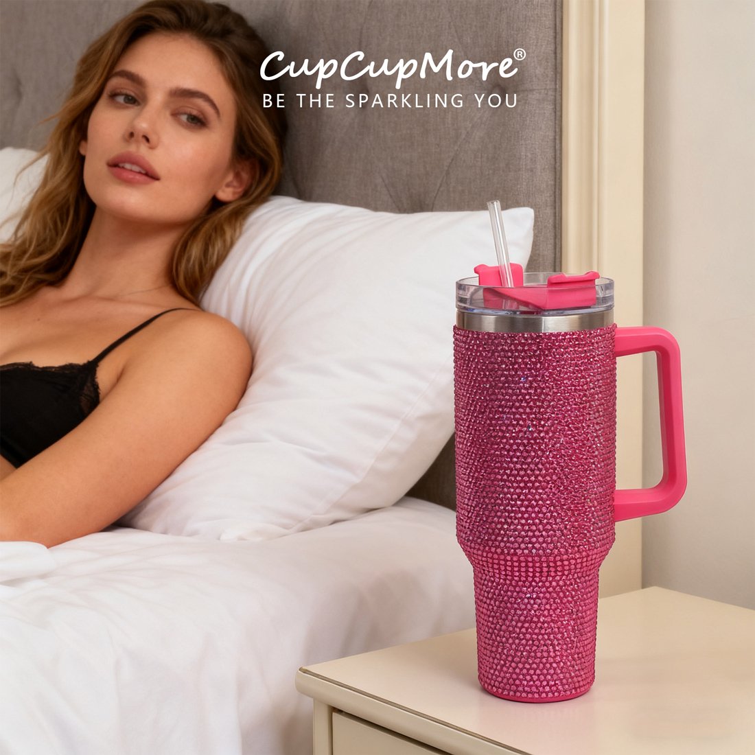 40 oz Rosy Bling Tumbler - Image 7