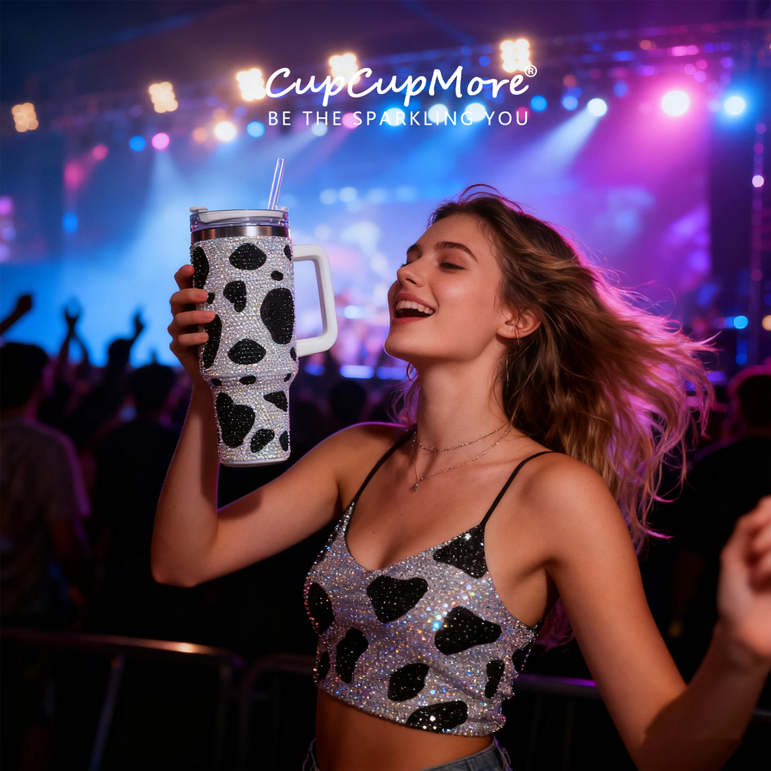 40 oz Black Cow Bling Tumbler - Image 8