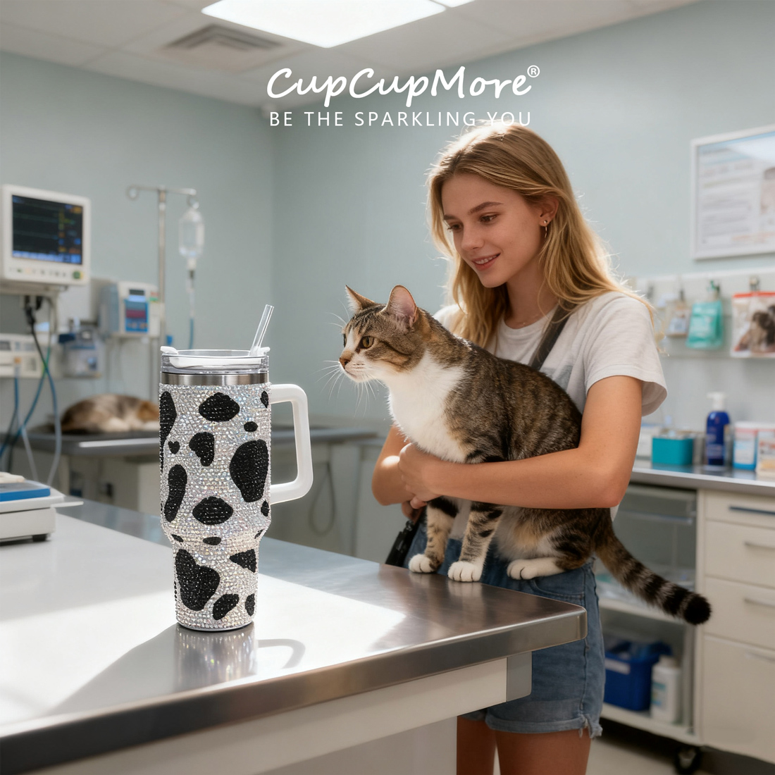 40 oz Black Cow Bling Tumbler - Image 9