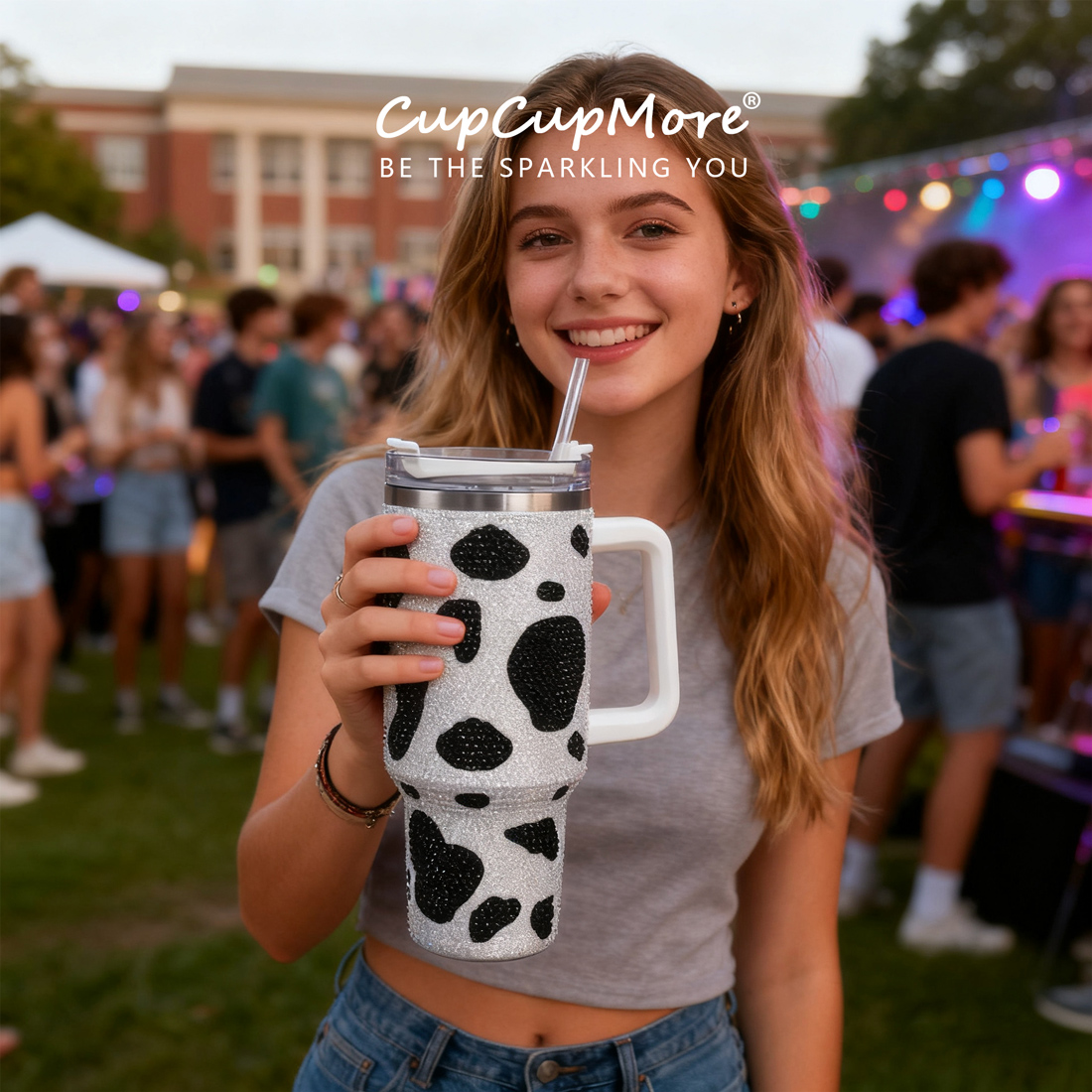 40 oz Black Cow Bling Tumbler - Image 10