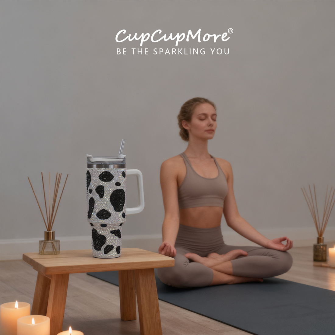 40 oz Black Cow Bling Tumbler - Image 6