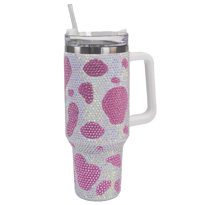 40 oz Pink Cow Bling Tumbler