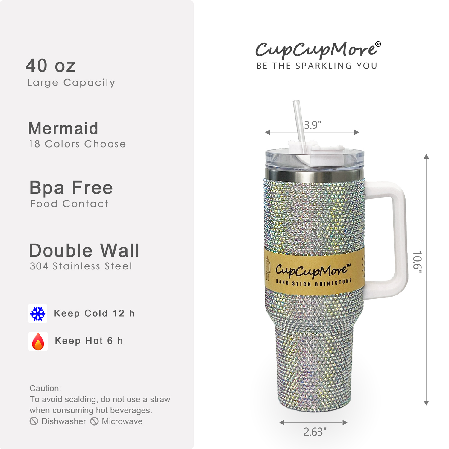 40 oz Mermaid Bling Tumbler - Image 3