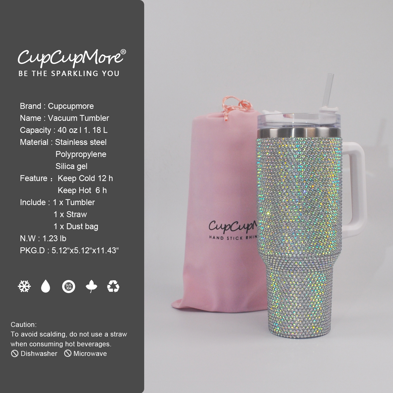 40 oz Mermaid Bling Tumbler - Image 4