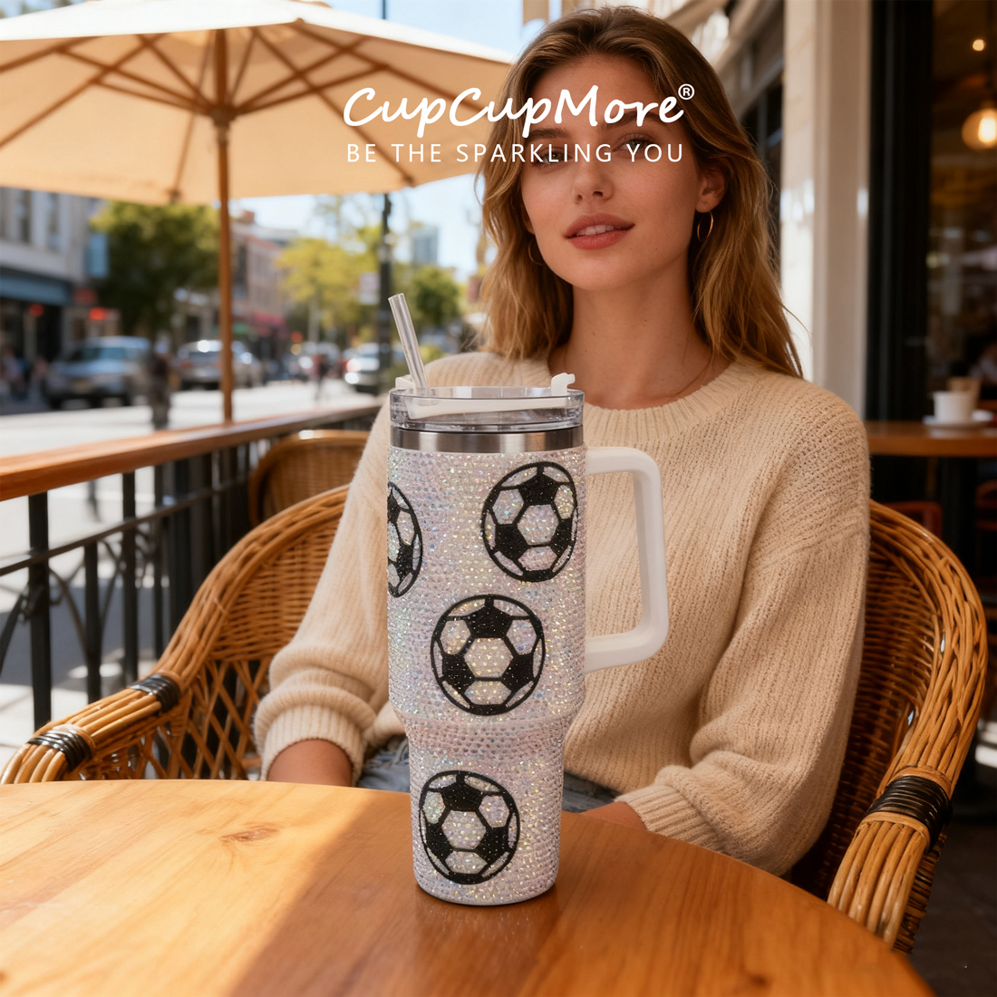 40 oz Soccer Bling Tumbler - Image 5