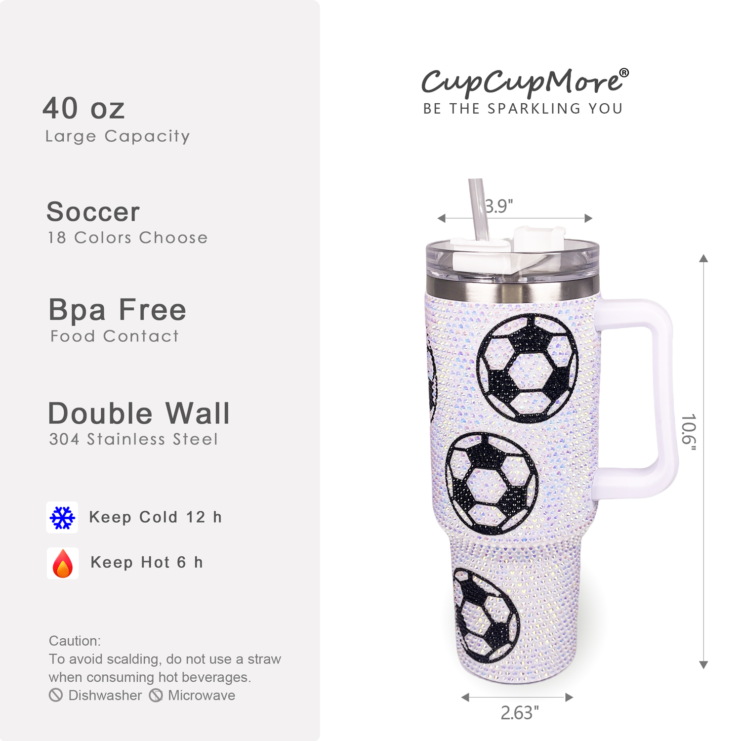 40 oz Soccer Bling Tumbler - Image 2
