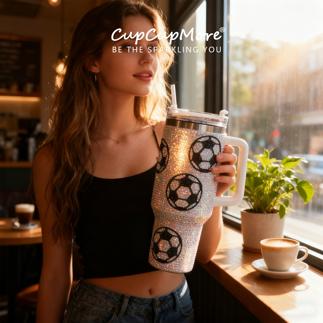 40 oz Soccer Bling Tumbler - Image 9