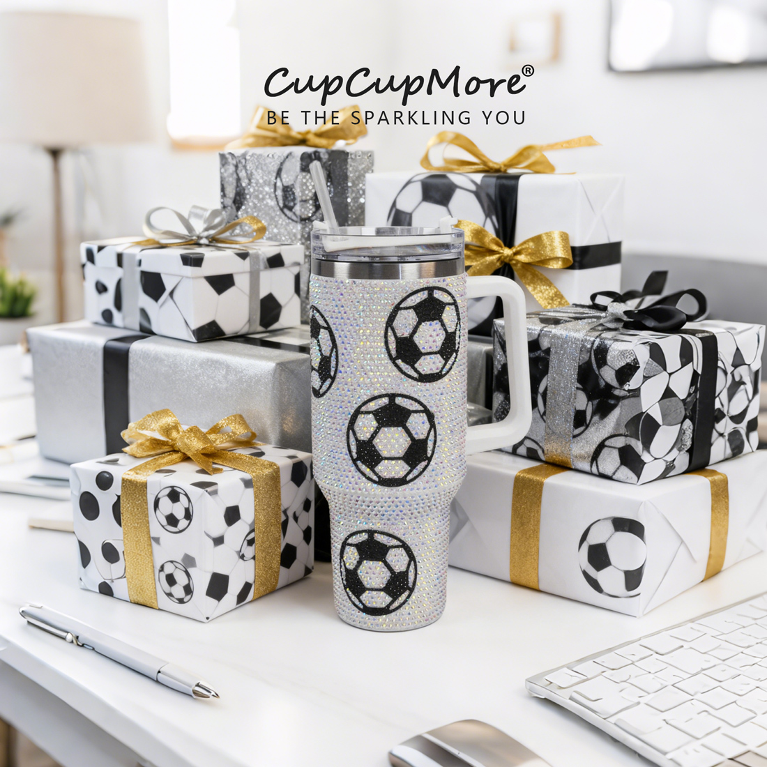 40 oz Soccer Bling Tumbler - Image 6