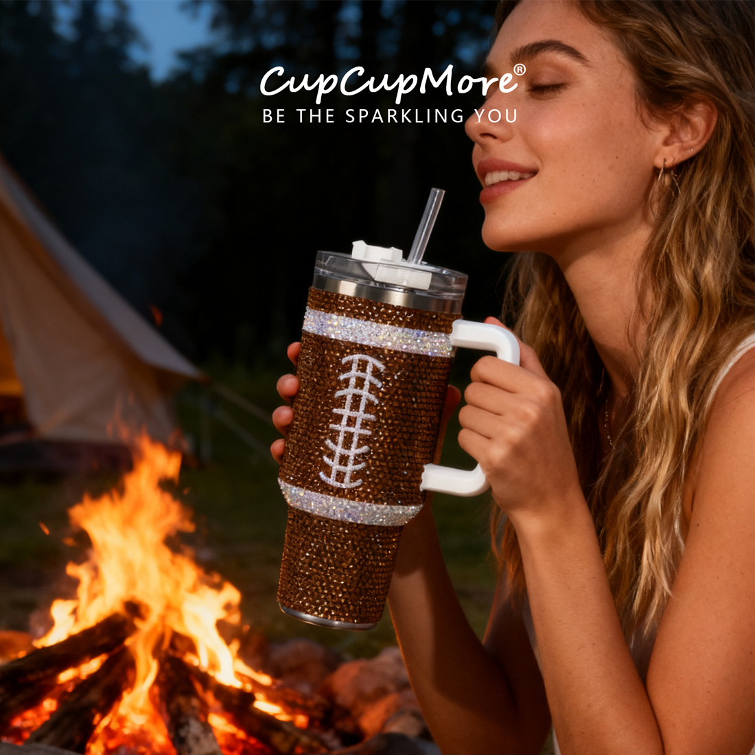 40 oz Football Bling Tumbler - Image 9